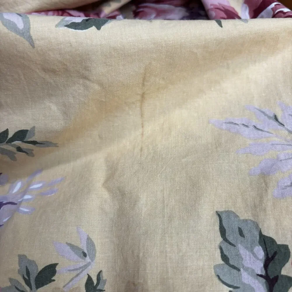Vintage Ralph Lauren Sophie Brooke FULL Fitted Sheet Floral Yellow Cottage Chic